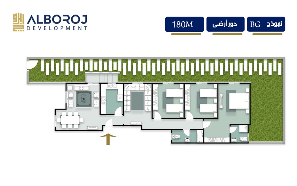 بيت الوطن - الحي الرابع - مشروع D23 - دور أرضي - نموذج BG